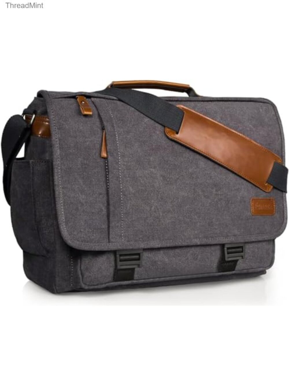 Water-Resistant Canvas Messenger Bag Fits 17-17.3 Inch Laptop Briefcase